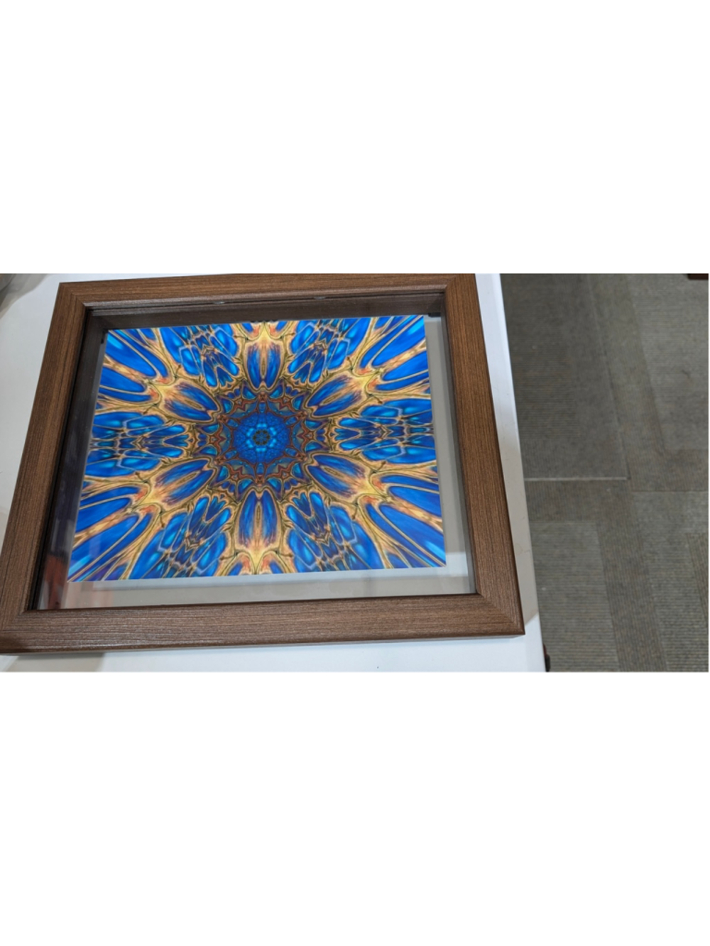 Unbranded Decorative Picture Frame Blue Gold Mandala 10.5 x 11.5 inches
